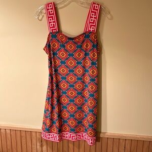 Tracy Negoshian dress, size S, orange, green, white and black